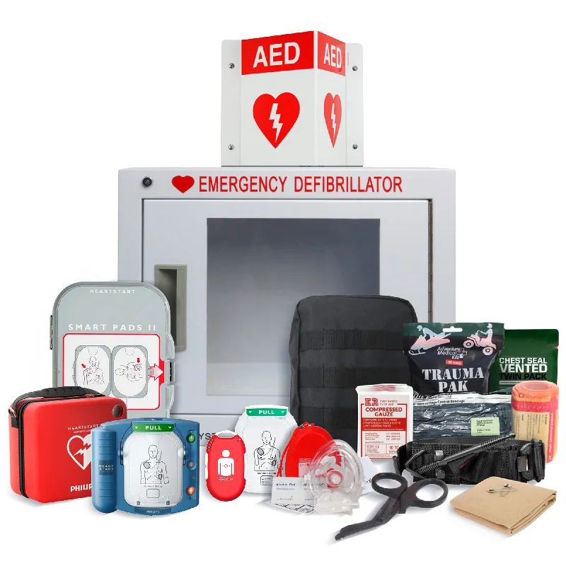 Ever Ready First Aid Kit fully equipped with Philips AED with Cabinet, Defibrillation pads, and Beaty CPR  (Adults and Children)