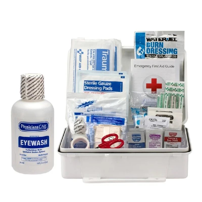 First Aid Only 90813 Eyewash Station, Single 16 oz. Screw Cap Bottle, with ANSI 2015 First Aid Kit