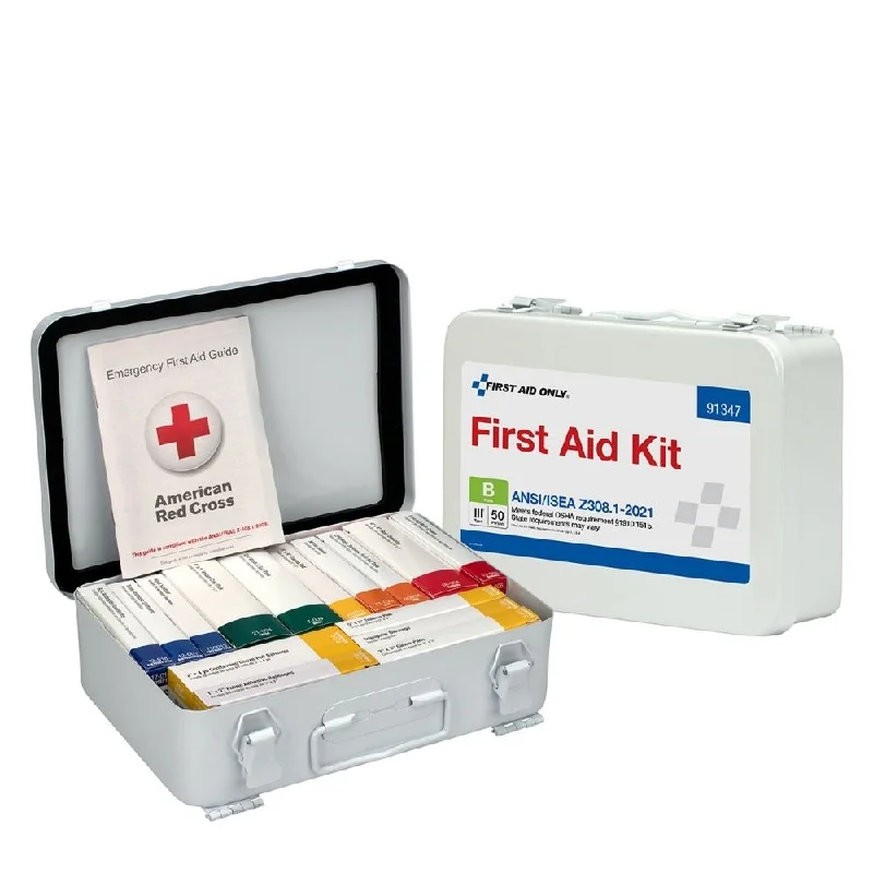 First Aid Only 91348 16 Unit First Aid Kit, 2021 ANSI A,  Metal Case