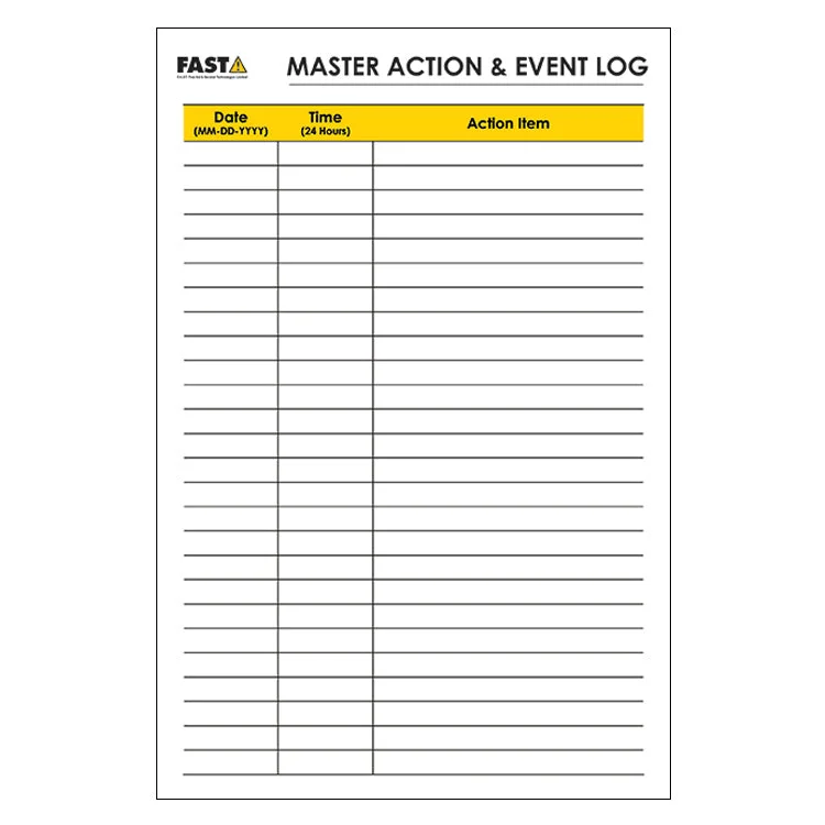 Master Action and Event Log Dry-Erase Chart (SIGN5060)