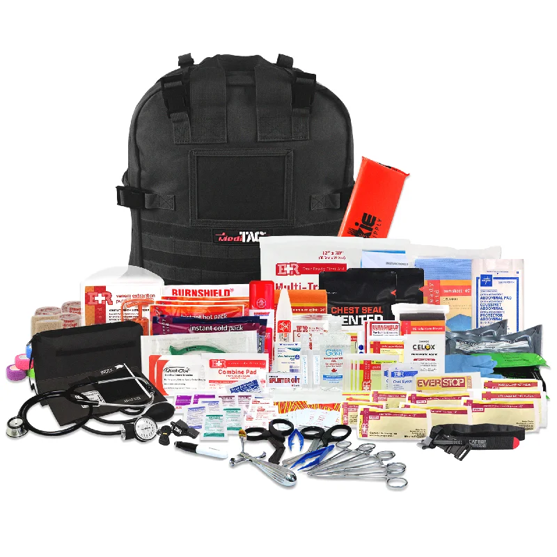 MediTac Deluxe Special Ops Tactical Field Medical Stomp Kit Feat. CAT Tourniquet, Chest Seals, Bleeding Control, Bandages, Shears, Gauze Pads and Rolls and Equipment