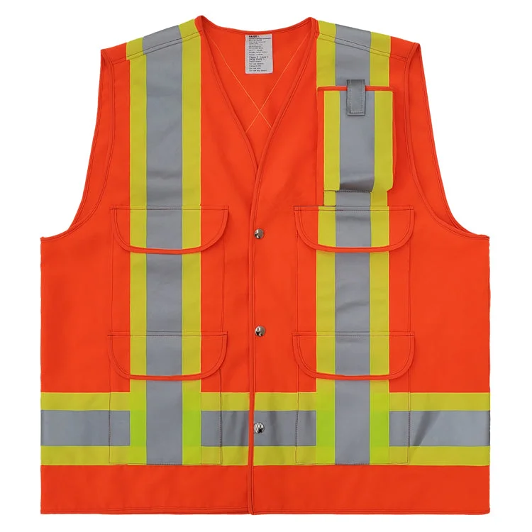 VEST1270.2 - Surveyor Style Traffic Vest w/pockets, Z96-22 Class 2 Level 2