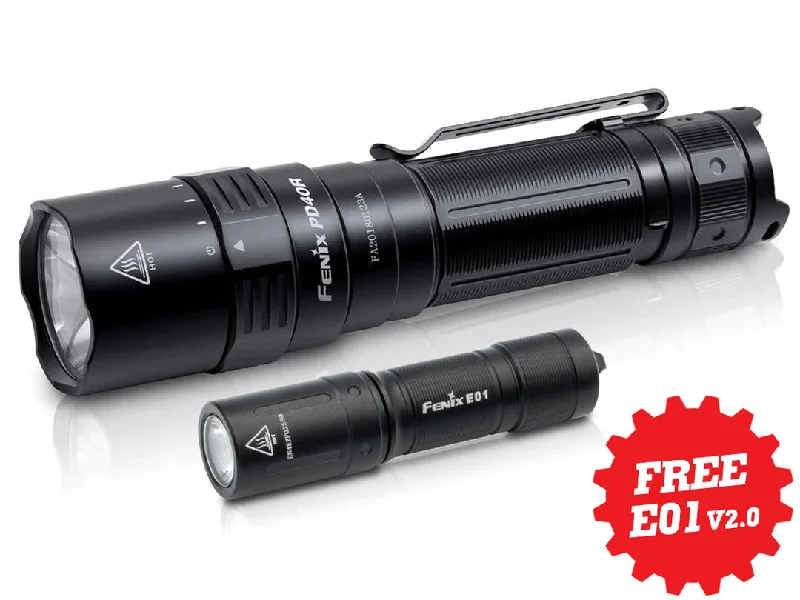 Fenix PD40R V2.0 LED Flashlight + FREE E01 V2.0 Flashlight