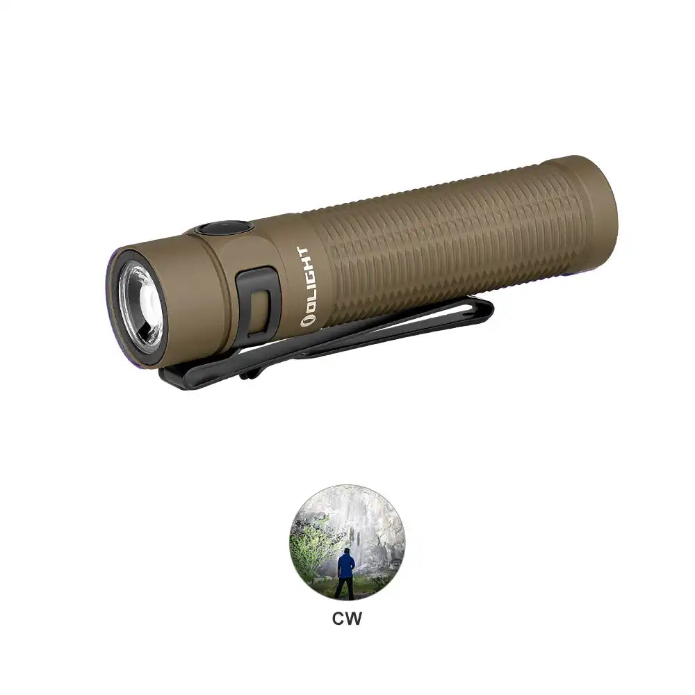 Olight O-BATON3PROMAXMANALDT Baton 3 Pro Max Magnesium Alloy Desert Tan Flashlight Rechargeable High Performance LED with Proximity Sensor(Cool White 2500 Max Lumens)